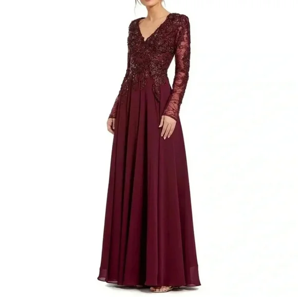 burgundy dress size 20 Elizabeth Plus Size Evening Dress In Burgundy